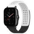 For Amazfit GTS 2E 20mm Holes Breathable 3D Dots Silicone Watch Band(White+Black)