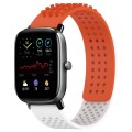 For Amazfit GTS 2 Mini 20mm Holes Breathable 3D Dots Silicone Watch Band(Orange+White)