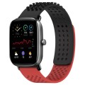 For Amazfit GTS 2 Mini 20mm Holes Breathable 3D Dots Silicone Watch Band(Black+Red)