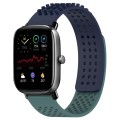 For Amazfit GTS 2 Mini 20mm Holes Breathable 3D Dots Silicone Watch Band(Midnight Blue+ Olive Green)