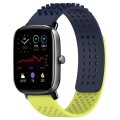 For Amazfit GTS 2 Mini 20mm Holes Breathable 3D Dots Silicone Watch Band(Midnight Blue+ Lime Green)