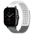 For Amazfit GTS 2 20mm Holes Breathable 3D Dots Silicone Watch Band(White+Grey)