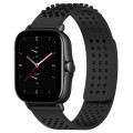 For Amazfit GTS 2 20mm Holes Breathable 3D Dots Silicone Watch Band(Black)