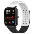 For Amazfit GTS 20mm Holes Breathable 3D Dots Silicone Watch Band(White+Black)