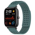 For Amazfit GTS 20mm Holes Breathable 3D Dots Silicone Watch Band(Olive Green)