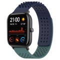 For Amazfit GTS 20mm Holes Breathable 3D Dots Silicone Watch Band(Midnight Blue+ Olive Green)