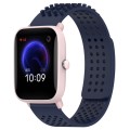 For Amazfit Pop Pro 20mm Holes Breathable 3D Dots Silicone Watch Band(Midnight Blue)