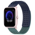 For Amazfit Pop Pro 20mm Holes Breathable 3D Dots Silicone Watch Band(Midnight Blue+ Olive Green)