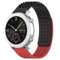 For Amazfit Pop 20mm Holes Breathable 3D Dots Silicone Watch Band(Black+Red)