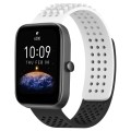 For Amazfit Bip3 20mm Holes Breathable 3D Dots Silicone Watch Band(White+Black)