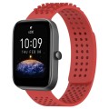 For Amazfit Bip3 20mm Holes Breathable 3D Dots Silicone Watch Band(Red)