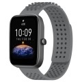 For Amazfit Bip3 20mm Holes Breathable 3D Dots Silicone Watch Band(Grey)
