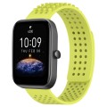 For Amazfit Bip3 20mm Holes Breathable 3D Dots Silicone Watch Band(Lime Green)