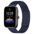 For Amazfit Bip3 20mm Holes Breathable 3D Dots Silicone Watch Band(Midnight Blue)