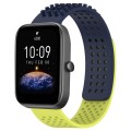 For Amazfit Bip3 20mm Holes Breathable 3D Dots Silicone Watch Band(Midnight Blue+ Lime Green)