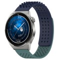 For Huawei Watch GT3 Pro 43mm 20mm Holes Breathable 3D Dots Silicone Watch Band(Midnight Blue+Olive