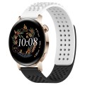 For Huawei Watch GT3 42mm 20mm Holes Breathable 3D Dots Silicone Watch Band(White+Black)