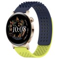 For Huawei Watch GT3 42mm 20mm Holes Breathable 3D Dots Silicone Watch Band(Midnight Blue+Lime Green