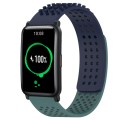 For Honor Watch ES 20mm Holes Breathable 3D Dots Silicone Watch Band(Midnight Blue+Olive Green)