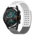 For Huawei Watch GT2 42mm 20mm Holes Breathable 3D Dots Silicone Watch Band(White+Grey)