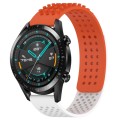 For Huawei Watch GT2 42mm 20mm Holes Breathable 3D Dots Silicone Watch Band(Orange+White)