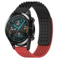 For Huawei Watch GT2 42mm 20mm Holes Breathable 3D Dots Silicone Watch Band(Black+Red)
