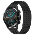 For Huawei Watch GT2 42mm 20mm Holes Breathable 3D Dots Silicone Watch Band(Black)