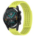 For Huawei Watch GT2 42mm 20mm Holes Breathable 3D Dots Silicone Watch Band(Lime Green)