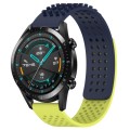 For Huawei Watch GT2 42mm 20mm Holes Breathable 3D Dots Silicone Watch Band(Midnight Blue+Lime Green