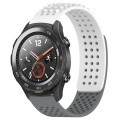 For Huawei Watch 2 20mm Holes Breathable 3D Dots Silicone Watch Band(White+Grey)