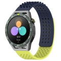 For Huawei Watch GT3 SE 22mm Holes Breathable 3D Dots Silicone Watch Band(Midnight Blue+Lime Green)