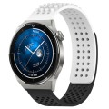 For Huawei Watch GT3 Pro 46mm 22mm Holes Breathable 3D Dots Silicone Watch Band(White+Black)