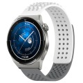 For Huawei Watch GT3 Pro 46mm 22mm Holes Breathable 3D Dots Silicone Watch Band(White+Grey)