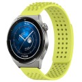 For Huawei Watch GT3 Pro 46mm 22mm Holes Breathable 3D Dots Silicone Watch Band(Lime Green)