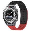 For Huawei Watch Ultimate 22mm Holes Breathable 3D Dots Silicone Watch Band(Black+Red)