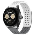 For Huawei Watch Buds 22mm Holes Breathable 3D Dots Silicone Watch Band(White+Grey)