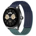 For Huawei Watch Buds 22mm Holes Breathable 3D Dots Silicone Watch Band(Midnight Blue+Olive Green)