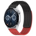 For Huawei Watch GT3 46mm 22mm Holes Breathable 3D Dots Silicone Watch Band(Black+Red)