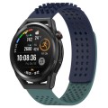 For Huawei Watch GT Runner 22mm Holes Breathable 3D Dots Silicone Watch Band(Midnight Blue+Olive Gre