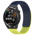 For Huawei Watch GT Runner 22mm Holes Breathable 3D Dots Silicone Watch Band(Midnight Blue+Lime Gree
