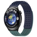 For Huawei Watch 4 22mm Holes Breathable 3D Dots Silicone Watch Band(Midnight Blue+Olive Green)