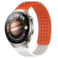 For Huawei Watch 4 Pro 22mm Holes Breathable 3D Dots Silicone Watch Band(Orange+White)