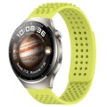 For Huawei Watch 4 Pro 22mm Holes Breathable 3D Dots Silicone Watch Band(Lime Green)