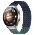 For Huawei Watch 4 Pro 22mm Holes Breathable 3D Dots Silicone Watch Band(Midnight Blue+Olive Green)
