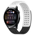 For Huawei Watch 3 22mm Holes Breathable 3D Dots Silicone Watch Band(White+Black)