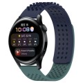 For Huawei Watch 3 22mm Holes Breathable 3D Dots Silicone Watch Band(Midnight Blue+Olive Green)