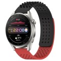 For Huawei Watch 3 Pro 22mm Holes Breathable 3D Dots Silicone Watch Band(Black+Red)