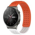 For Huawei GT2 Pro 22mm Holes Breathable 3D Dots Silicone Watch Band(Orange+White)