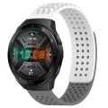 For Huawei Watch GT 2E 22mm Holes Breathable 3D Dots Silicone Watch Band(White+Grey)