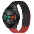For Huawei Watch GT 2E 22mm Holes Breathable 3D Dots Silicone Watch Band(Black+Red)